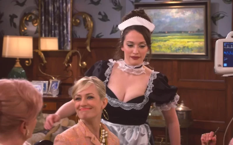 kat dennings sexy cleavage french maid