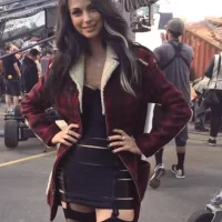 morena baccarin sexy fishnet stockings deadpool 2 on set