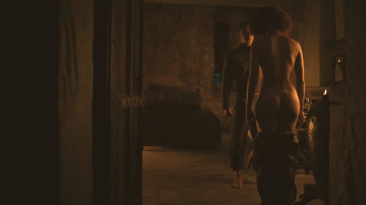nathalie emmanuel bare butt cheeks from sex scene