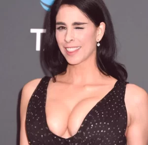 sarah silverman exposing big tits cleavage with her tits squeezed together