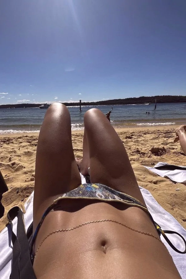 rita ora stunning body with selfie down front of bikini