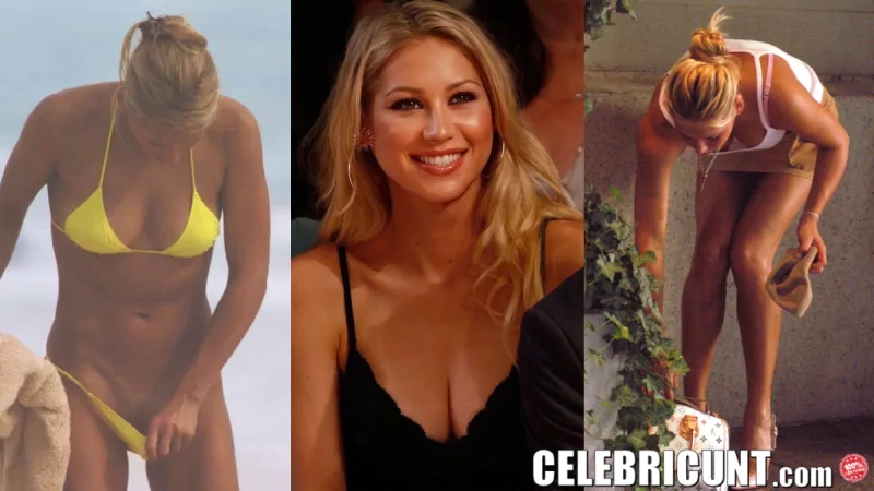 Collage picture of anna kournikova nude pussy flash plus downblouse and cleavage