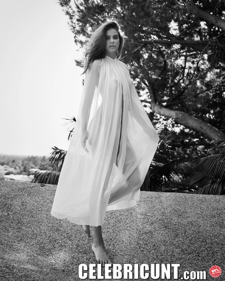 barbara palvin nude in sheer dress black and white photo version