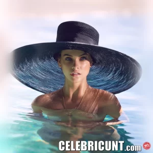 barbara palvin nude wearing only a hat with visible boobs in the water