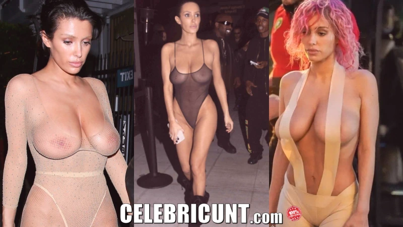 bianca censori nude boobs on show in public