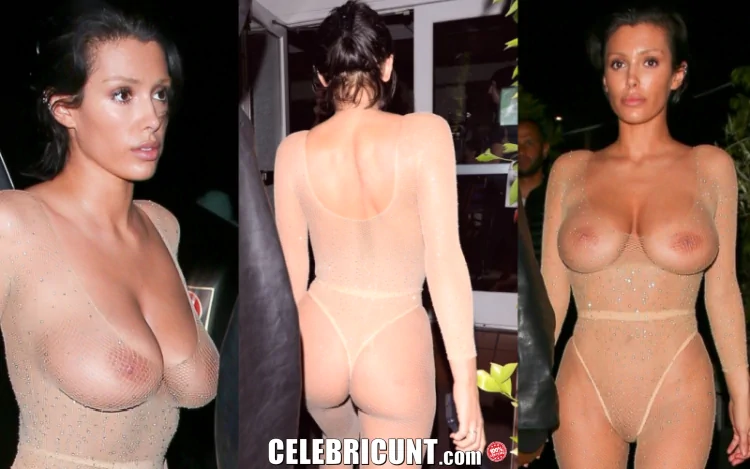 bianca censori see through bodysuit with nude boobs, ass, and pussy on show