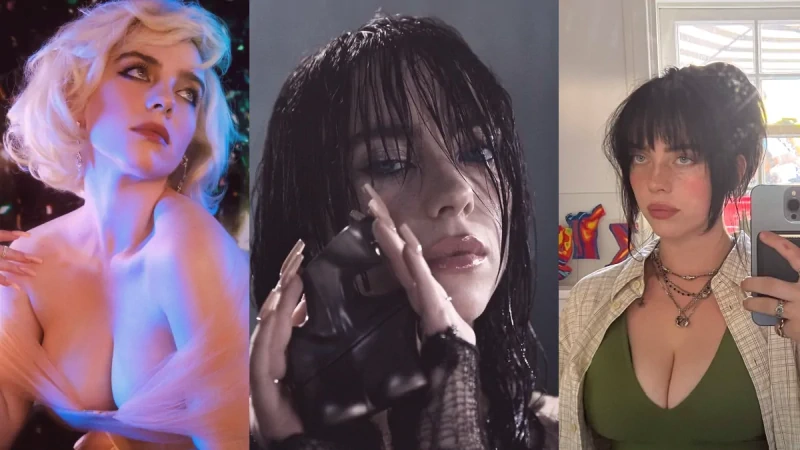 billie eilish big tits and cleavage collage