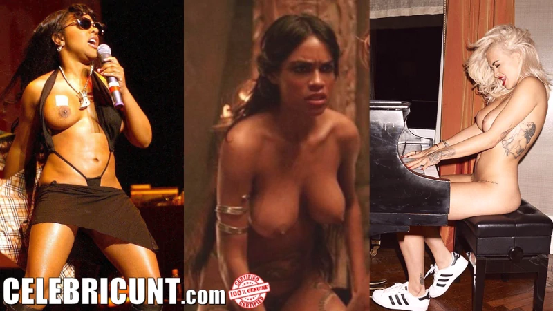 Black celebrities nude collage of lil kim, rosario dawson, and rita ora with their boobs exposed