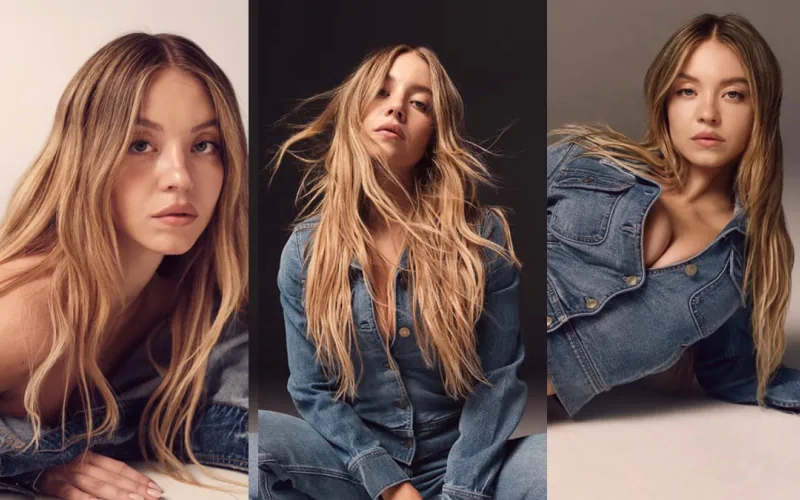 sydney sweeney sexy boobs and cleavage for american eagle jeans advert
