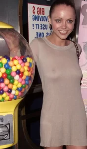 christina ricci nipple pokies in braless dress