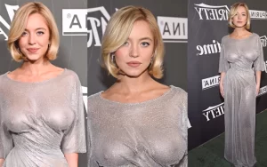 sydney sweeney braless in see through dress at variety 2025 women of power awards